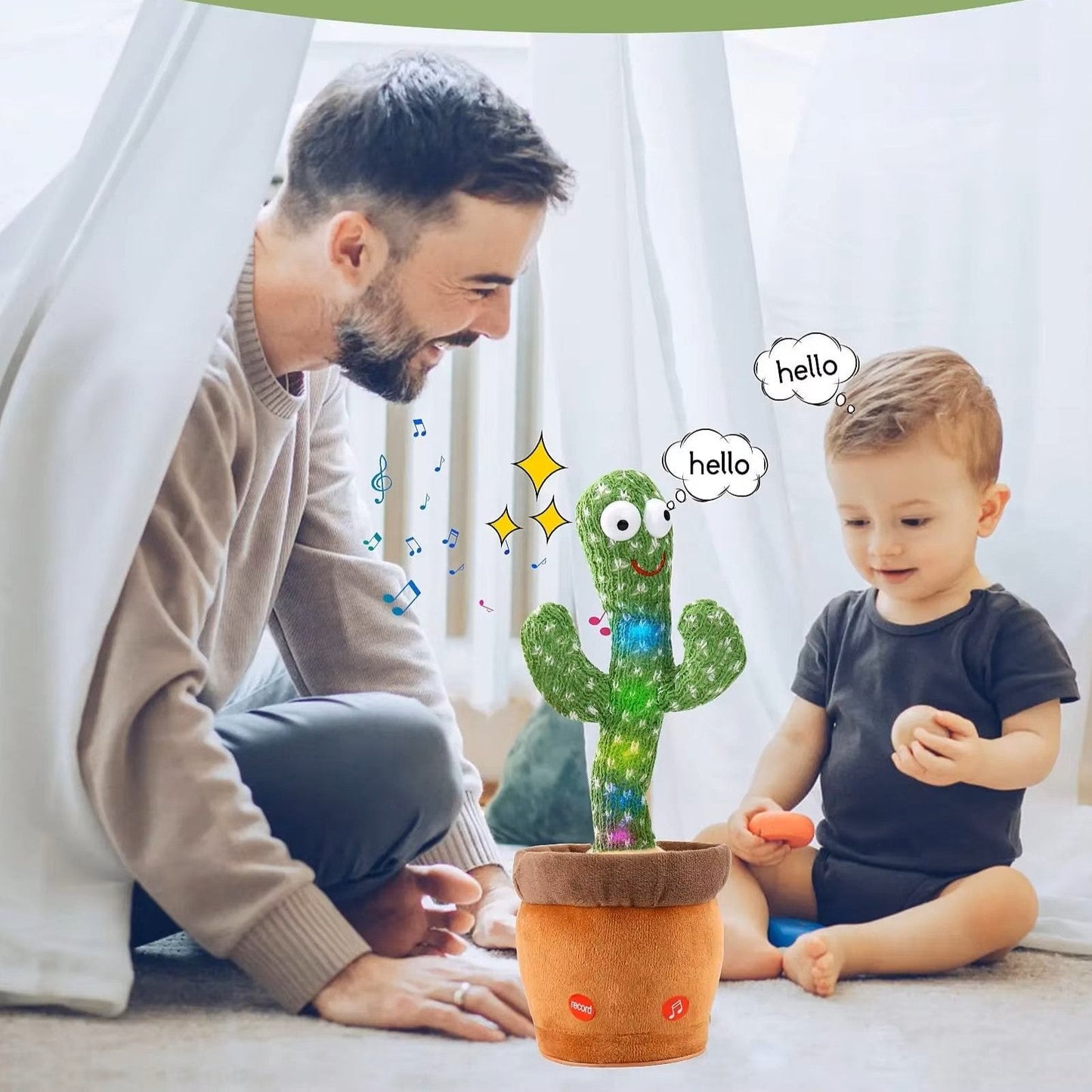 Jouet bebe - Cactus danseur rechargeable en peluche lumineuse - Bbmiia