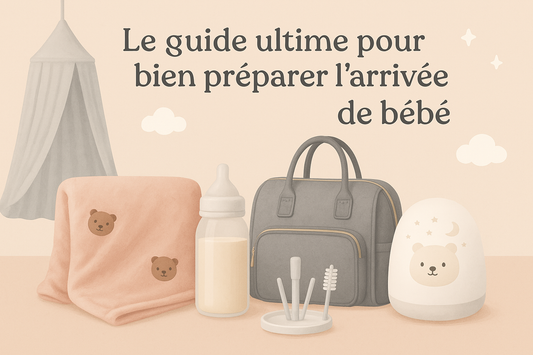 Image-de-blog-avec-couverture-bébé-sac-à-langer-veilleuse-biberon-et-ciel-de-lit-essentiels-pour-préparer-l'arrivée-de-bébé.