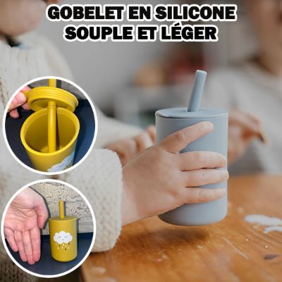 Accessoire bebe- Gobelet en silicone avec paille - Bbmiia