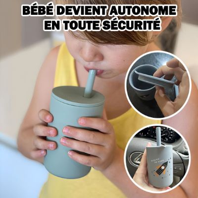 Accessoire bebe- Gobelet en silicone avec paille - Bbmiia