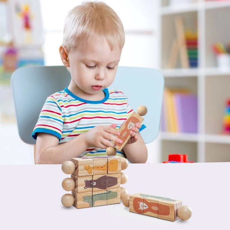 Hochet bebe - Jouet en bois pour garçons et filles - Bbmiia